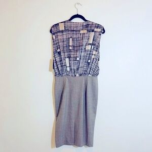 Rachel Roy brown and grey v-neck dress with print size 4 NWT